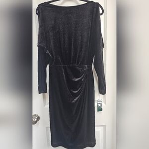 Lauren Ralph Lauren Black Ruched Tie Front Sheath Dress